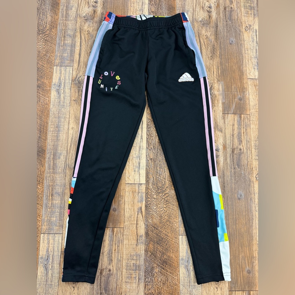 Adidas Women's "Love Unites" Athletic Joggers with Colorful Accents, Size XS